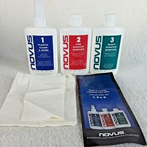 Novus 3-Step Plastic Restoration Kit: Fine & Heavy Scratch Removers Included
